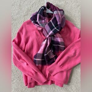 Talbots Medium Coral Pink Cotton Sweater with matching cami and Scarf